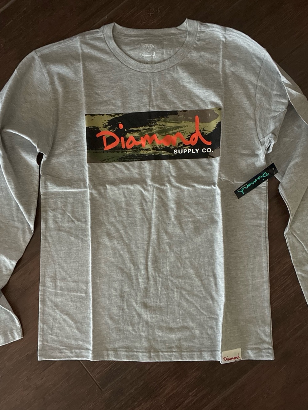 Diamond Supply Co. Men's Gray Long Sleeve Logo Tee